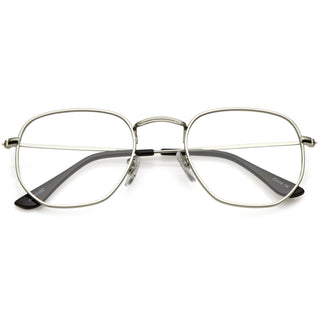 Retro 90's Geometric Hexagon Color Tinted Lens Sunglasses C454 - Silver Clear