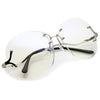 Women's Rimless Oversize Retro Disco Clear Lens Glasses C219