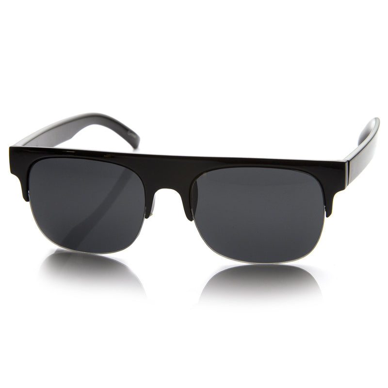 Retro Modern Super Flat Top Horned Rim Sunglasses 8694