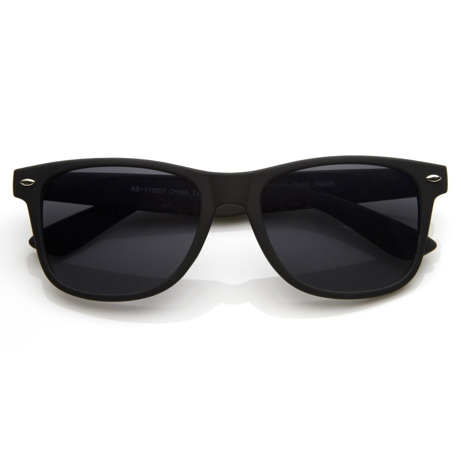 Retro Matte Flat Black Horned Rim Sunglasses 8698