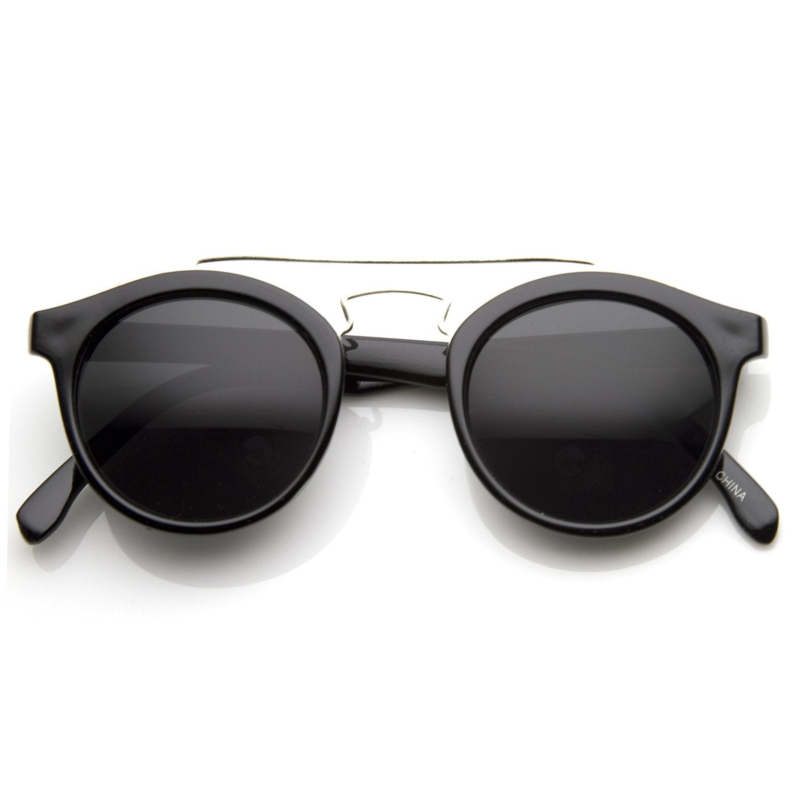 Retro Dapper Cross Bar P3 Round Aviator Sunglasses 8700