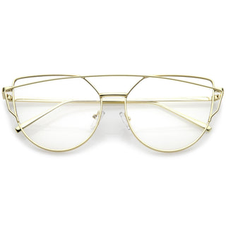 Gafas retro modernas con lentes transparentes de diseño intrincado C295 - Oro Claro