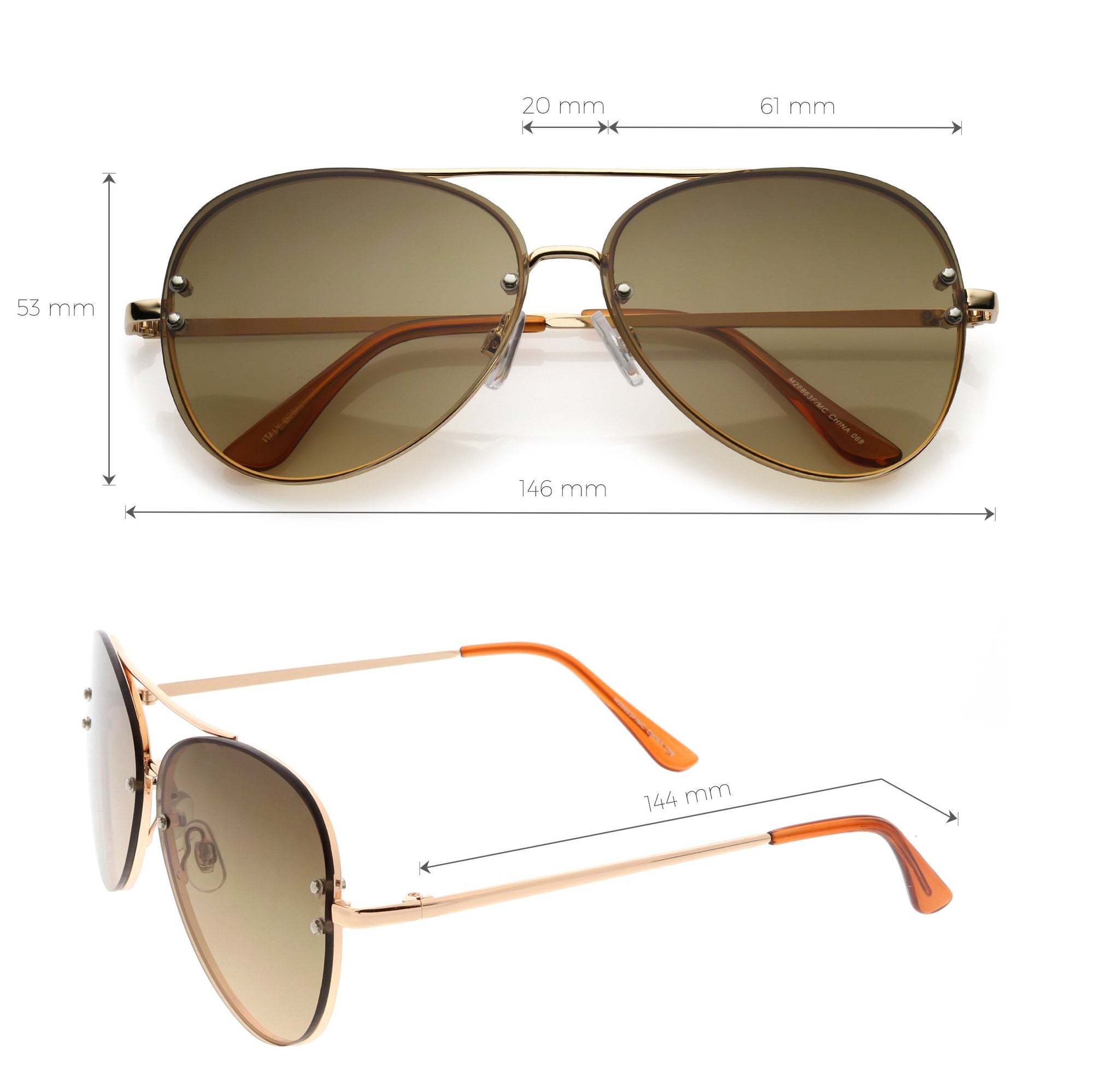 Oversize Retro Colorful Gradient Flat Lens Aviator Sunglasses - zeroUV