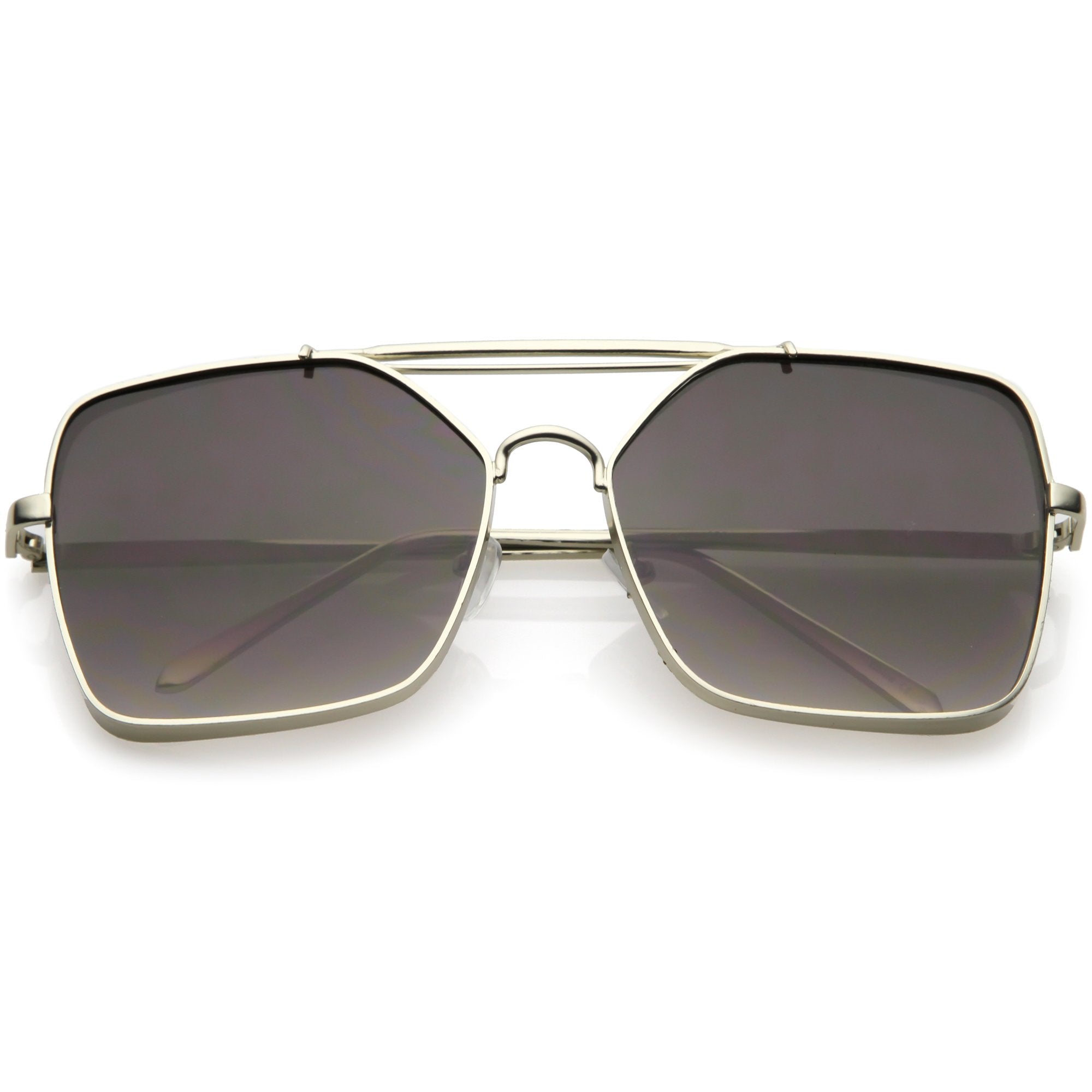 Retro Modern Square Full Metal Flat Lens Aviator Sunglasses - zeroUV