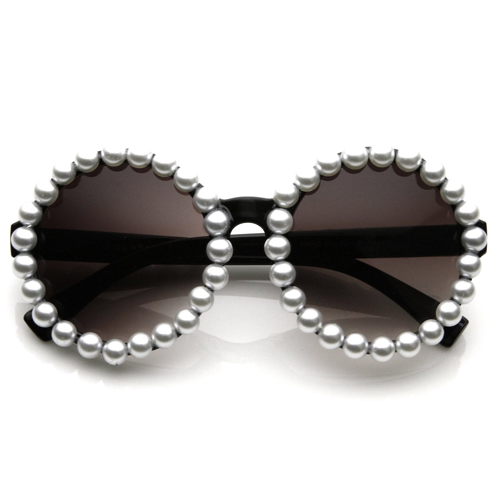 Extravagant Designer Pearl Fashion Round Sunglasses 8527