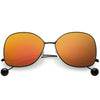 Women's Oversize Low Temple Mirrored Flat Lens Sunglasses C212