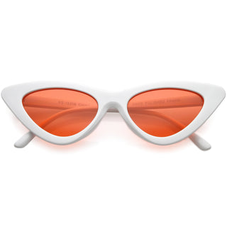 Women's Retro Side Angle Cat Eye Color Lens Sunglasses C510 - White Red