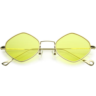 Gafas de sol con lentes en tono de color diamante retro de tendencia premium de los años 90 C499 - Oro Amarillo