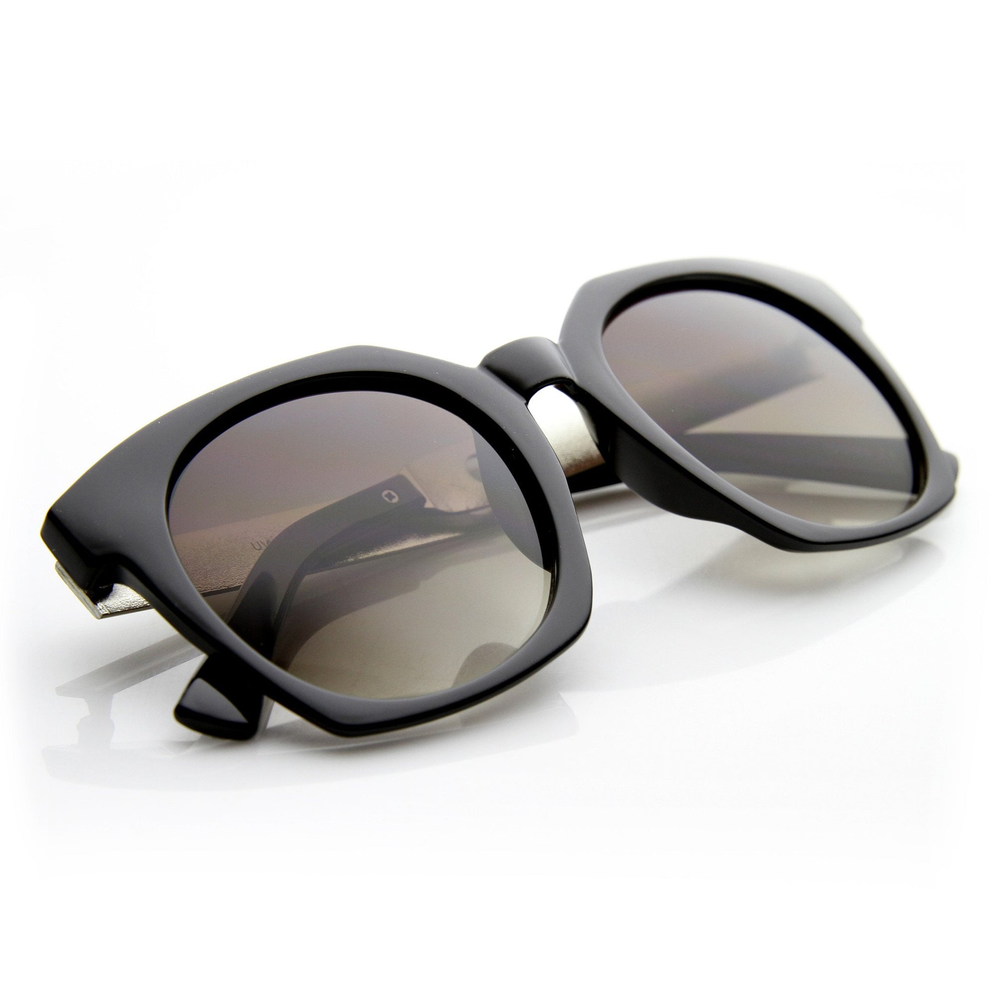 Oversize Metal Temple Square Womens Sunglasses - zeroUV