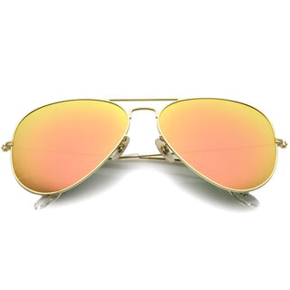 Oversize Premium Design Matte Metal Aviator Sunglasses 61mm A805 - Gold Pink Mirror