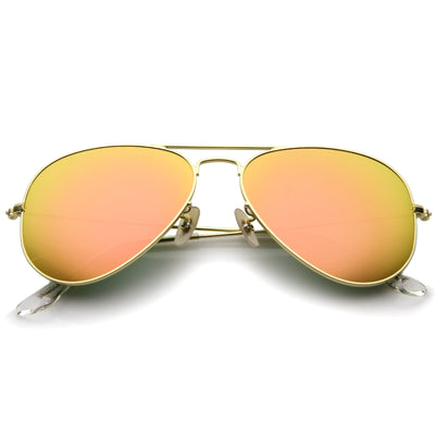Large Premium Design Matte Metal Mirrored Lens Aviator Sunglasses 57mm A806