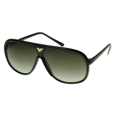 Retro Oversize Gold Horse Emblem Aviator Sunglasses 2867