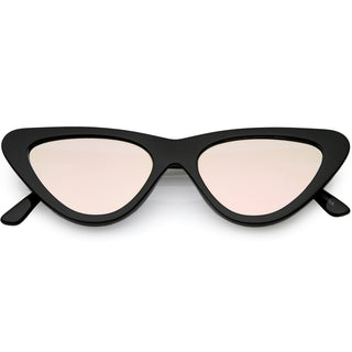 Gafas de sol estilo ojo de gato con lentes planas y estrechas retro para mujer con lentes de espejo C521 - Espejo rosa negro