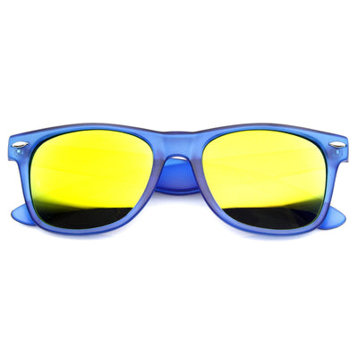Super Bright Color Mirrored Lens Horned Rim Sunglasses 8128