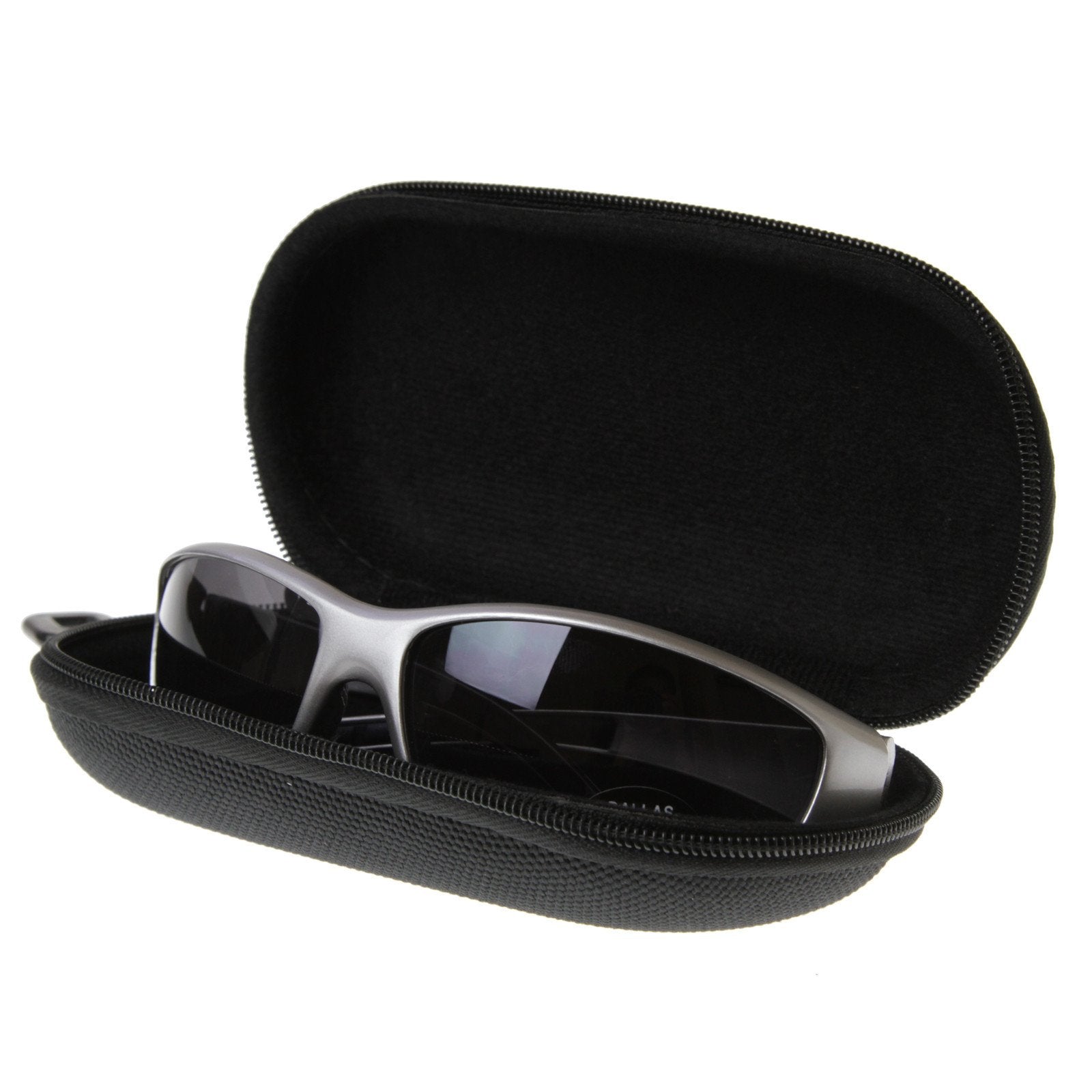New Zipper Capsule Sunglasses Eyewear Case Nylon Pouch w/ Key Chain (Black) 1006
