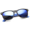 Retro 80's Horned Rim Two-Tone Neon Mirrored Lens Sunglasses 8911
