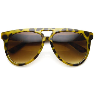 Retro Sunglasses Flat Top Oversize Aviators 8918 - Yellow Tortoise