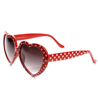 Womens Cute Polka Dot Heart Shaped Fashion Sunglasses 8982