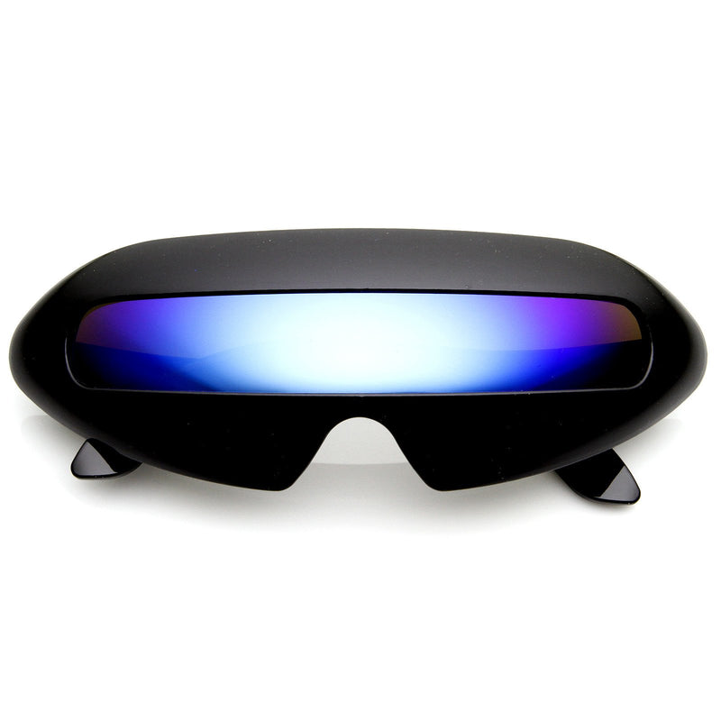 Retro Futuristic Cyclops Mirrored Lens Wrap Around Sunglasses 9125