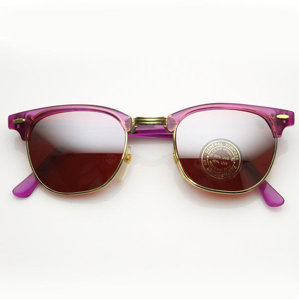 Colorful Retro Vintage Half Frame Horned Rim Sunglasses 7203 - zeroUV