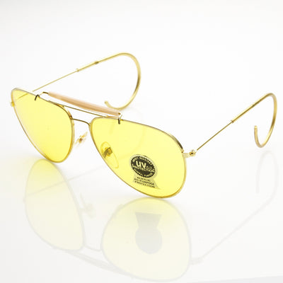 Vintage Aviator Sunglasses With Yellow Driving Lens 7206