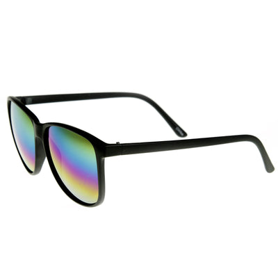 Retro Color Mirrored Lens Large Horned Rim Sunglasses 8949