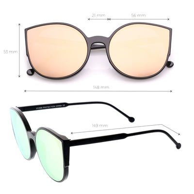 Women's Oversize Mirrored Flat Infinity Lens Sunglasses A940