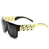 High Fashion Designer Inspired Metal Chain Arm Block Sunglasses 9126