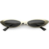 Retro 1990's Small Slim Flat Lens Metal Cat Eye Sunglasses C716