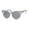 Women's Indie Round Cat Eye Laser Cut Metal Sunglasses 9315