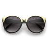 Oversize Womens Round Pointed 2-Tone Cat Eye Sunglasses 9620
