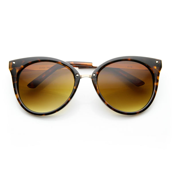 Oversize Womens Detailed Indie Cat Eye Sunglasses - zeroUV