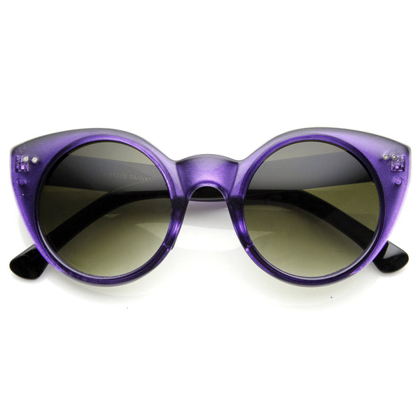 Women's Chic Retro Round Circle Cateye Sunglasses - zeroUV