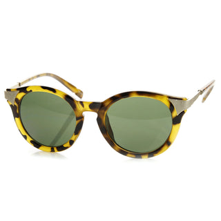 Womens Retro P3 Round Circle Fashion Cat Eye Sunglasses 8986 - Yellow Tortoise