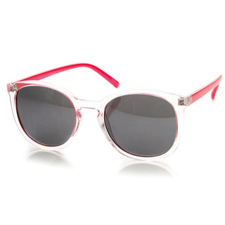 Retro Hipster Two Tone P3 Colorful Round Frosted Sunglasses 8990 - Hot Pink