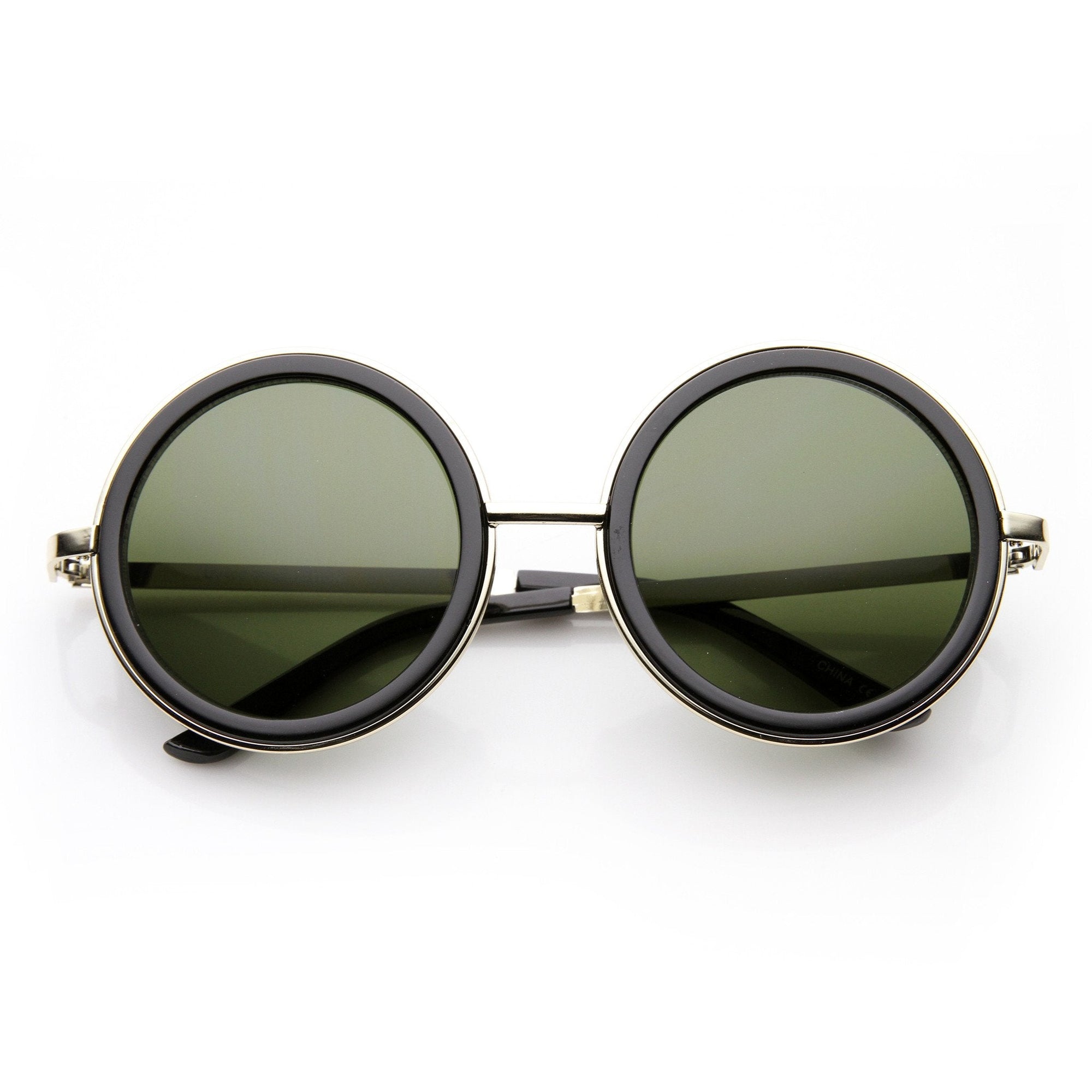 Vintage Inspired Steampunk Round Studio Cover Sunglasses 9629