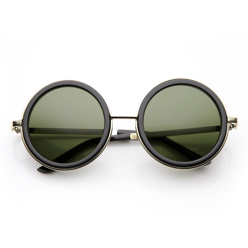 Vintage Inspired Steampunk Round Studio Cover Sunglasses 9629