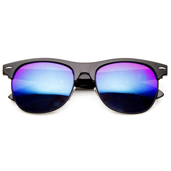Revo Mirrored Lens Horned Rim Half Frame Sunglasses - zeroUV