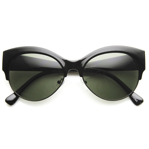 Women's Oval Cat Eye Half Frame Designer Sunglasses - zeroUV