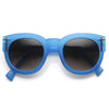 Womens Blogger Fashion Bold Oversize Cross Temple Round Sunglasses 9119