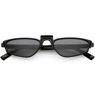 Gafas de sol retro modernas con parte superior plana y estrecha de templo bajo C731 - Humo negro