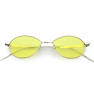 Gafas de sol retro en tono de metal ovalado pequeño de los años 90 C742 - Amarillo Plata