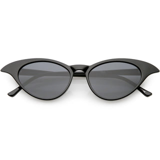 Women's Retro Low Pointed Cat Eye Sunglasses C737 - Black Smoke
