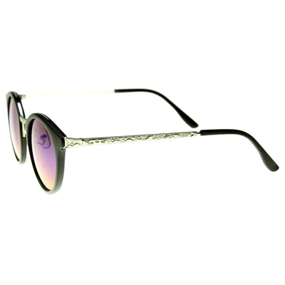 Retro European Round Horned Rim Mirror Lens Sunglasses 9650