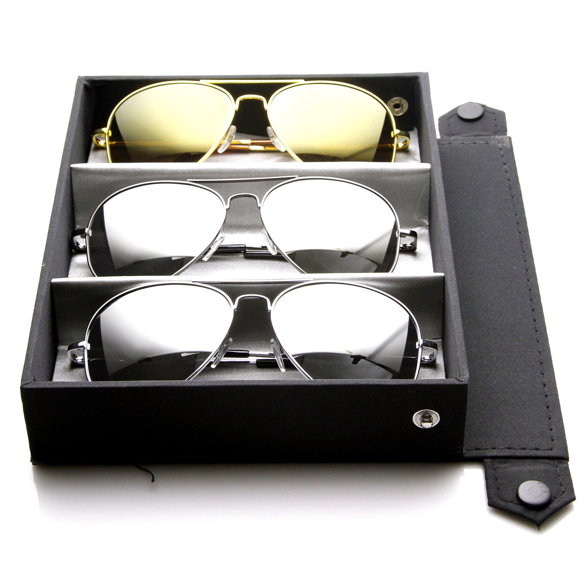 Limited Edition Classic Metal Aviator Full Mirrored Lens Sunglasses + Travel Case 1375