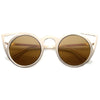 Women's Indie Round Laser Cut Metal Cat Eye Sunglasses 9788