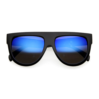 Oversize Flat Top Aviator Flash Mirror Lens Sunglasses 9961