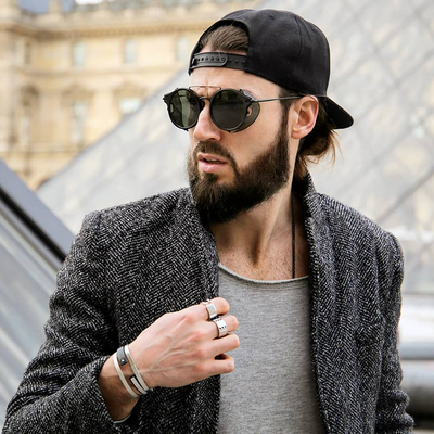 Vintage Dapper Steampunk Side Cover Round Sunglasses zeroUV