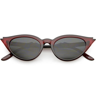 Gafas de sol estilo ojo de gato con muescas retro de los años 50 para mujer C756 - humo rojo