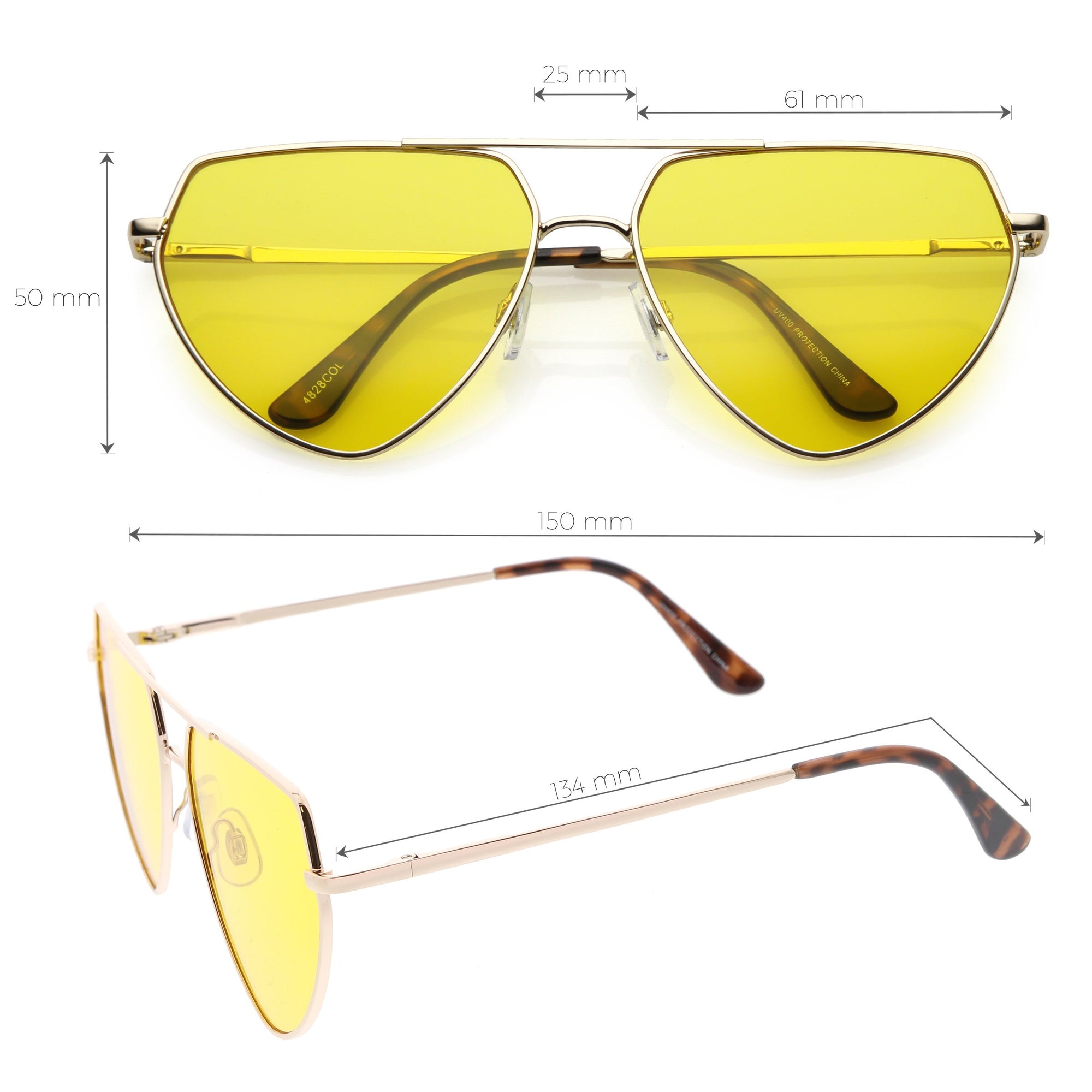 Premium Retro Colored Flat Lens Metal Aviator Sunglasses - zeroUV